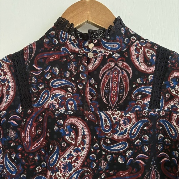 Karen Millen Textured Paisley Lace Blouse Sz 6 - Picture 8 of 11